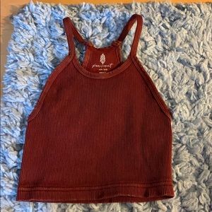 burgundy free people crop top
